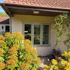 Accoya and hardwood flush casement windows and doors with pewter ironmongery installed in Langport, Somerset