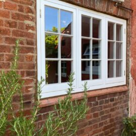 Accoya and sapele sliding sash and casement windows with slim double glazing installed in North Curry, Somerset