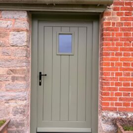 Bespoke Accoya timber door set with From The Anvil hardware in Stoke St Gregory