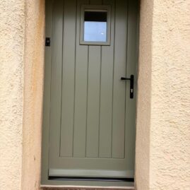 Bespoke Accoya timber door set with From The Anvil hardware in Stoke St Gregory