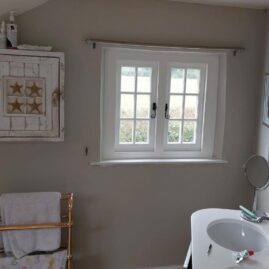 Accoya and hardwood flush casement windows and doors installed at Coleshop Farm in Wedmore, Somerset